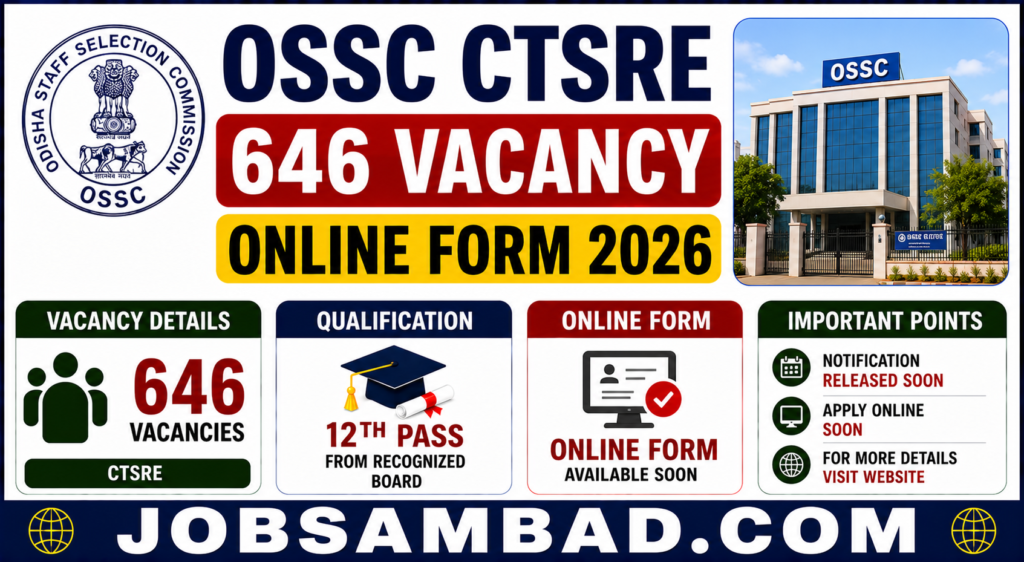 OSSC CTSRE 646 Vacancy Online Form 2026