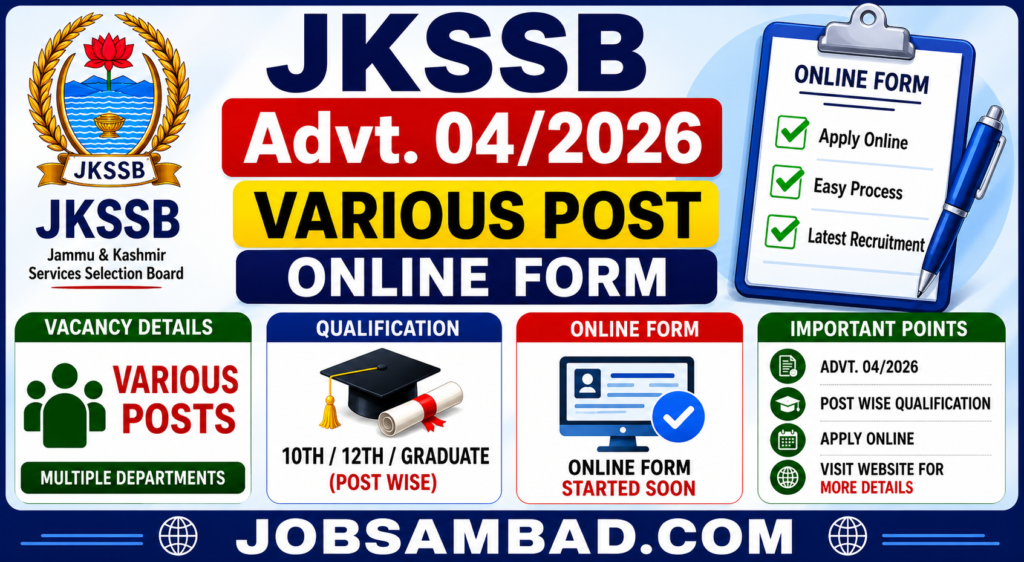 JKSSB Advt. 04/2026 Various Post Online Form