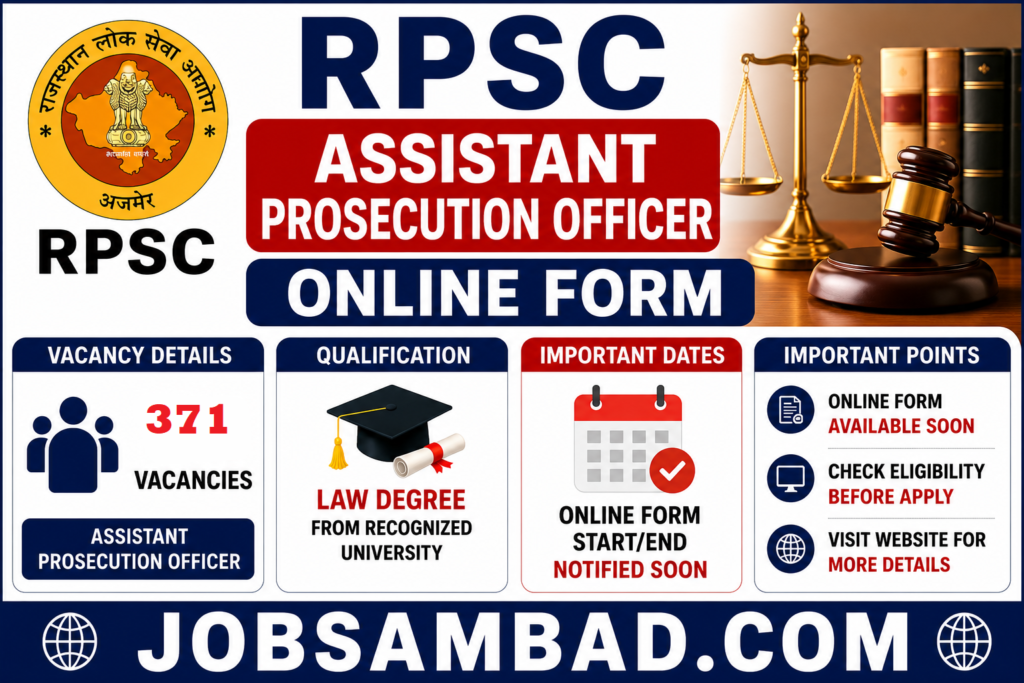 RPSC Assistant Prosecution Officer Online Form