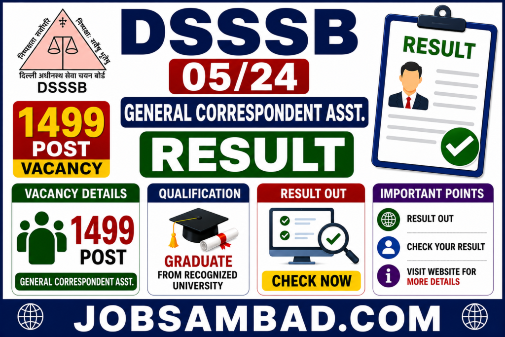 DSSSB 05/24 General Correspondent Asst. Result