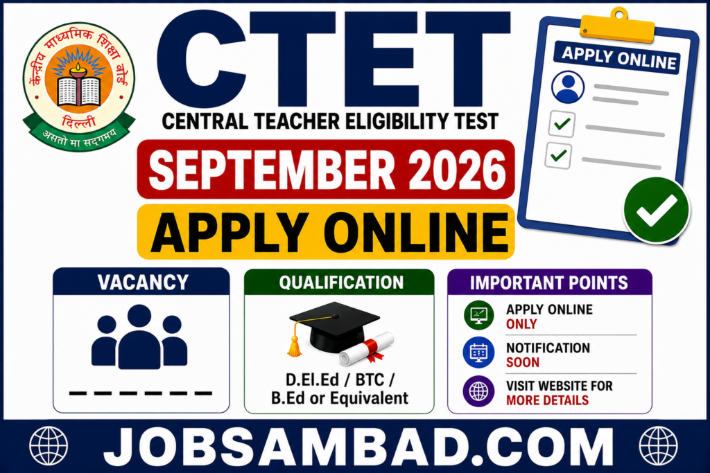 CTET September 2026 Apply Online Form