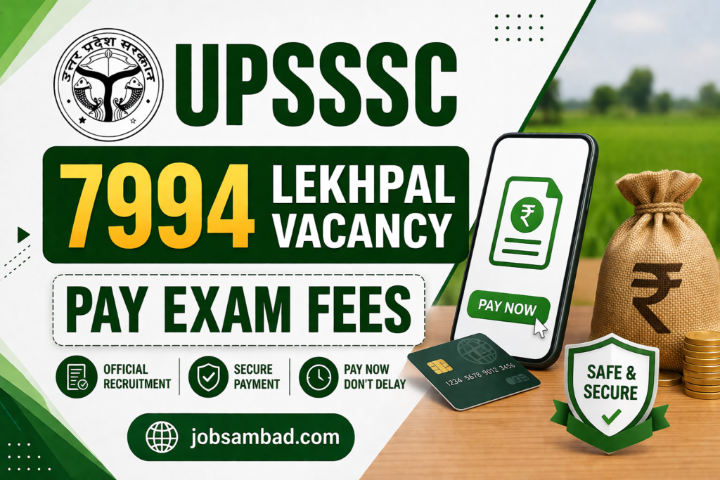 UPSSSC 7994 Lekhpal Vacancy Pay Exam Fees
