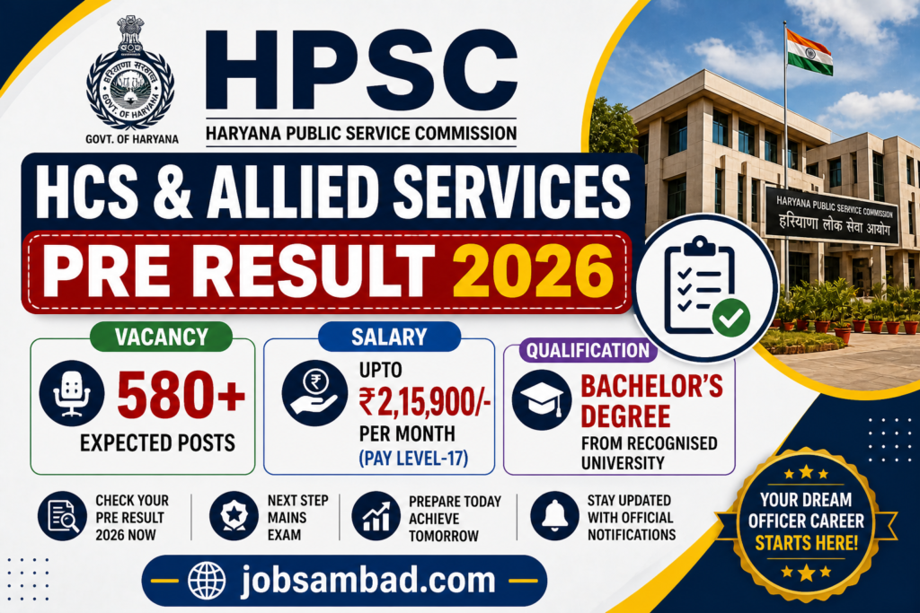 HPSC HCS and Allied Services Pre Result 2026