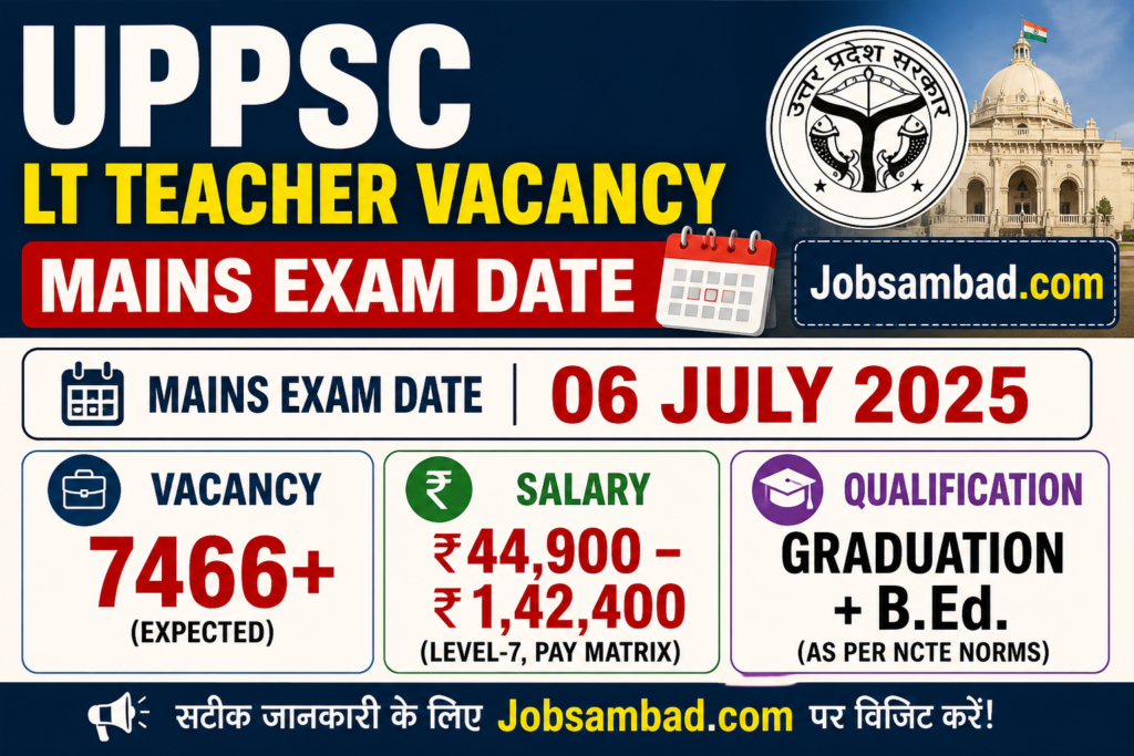UPPSC LT Teacher Vacancy Mains Exam Date
