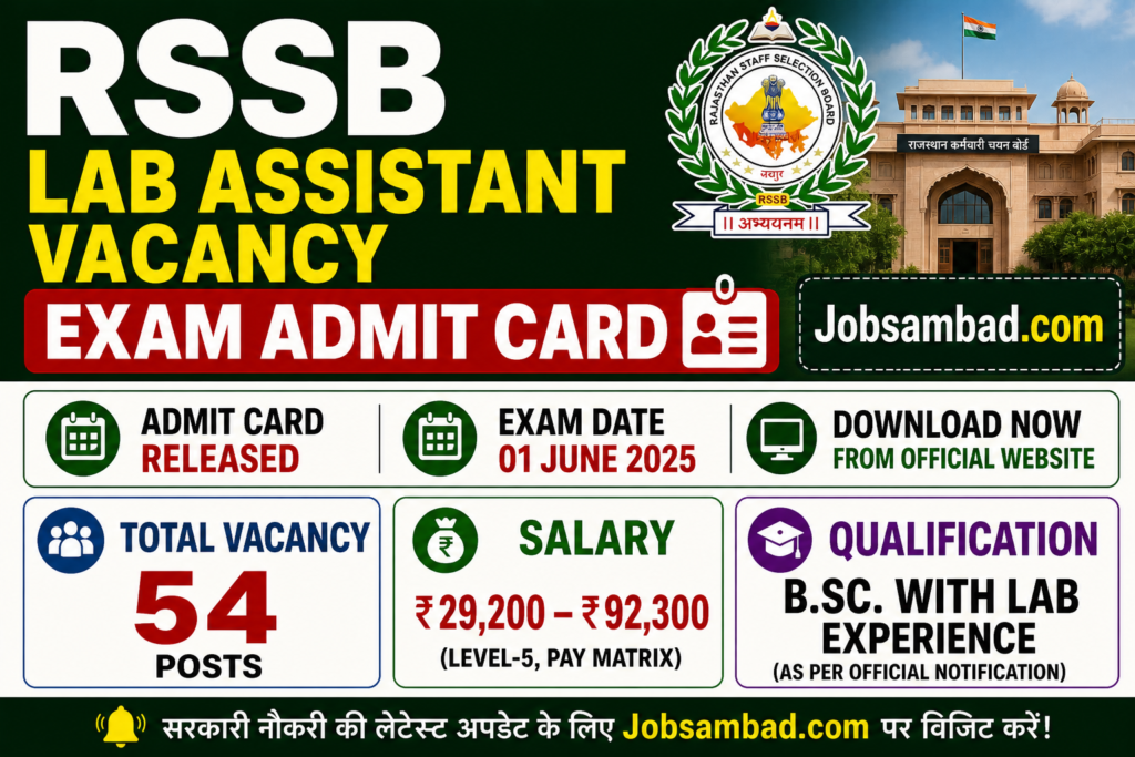 RSSB Lab Assistant Vacancy Exam Admit Card
