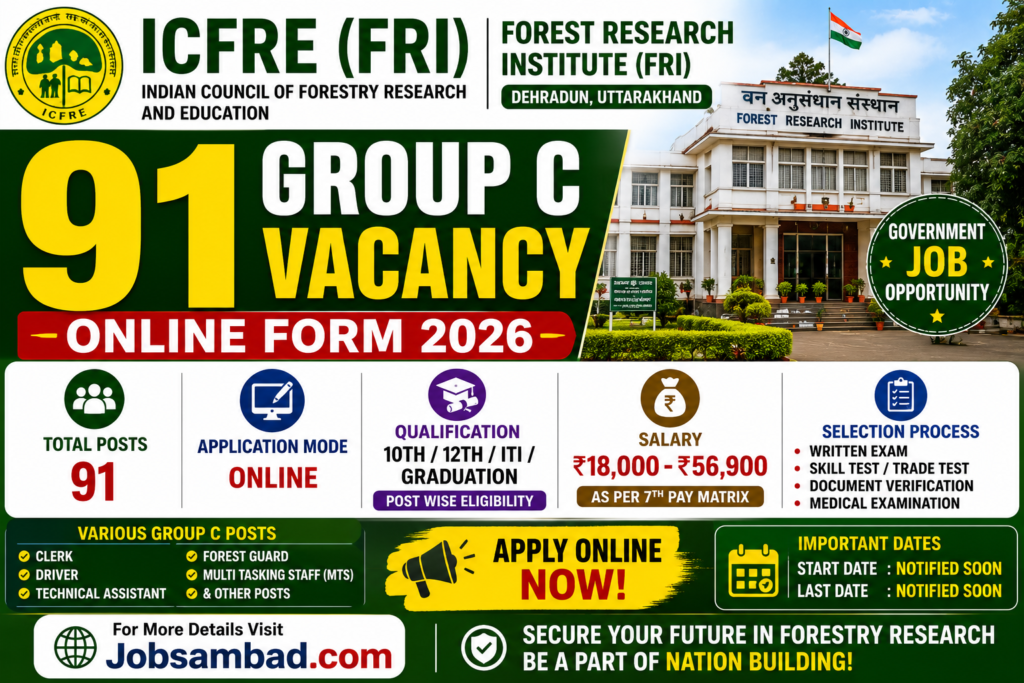ICFRE (FRI) 91 Group C Vacancy Online Form