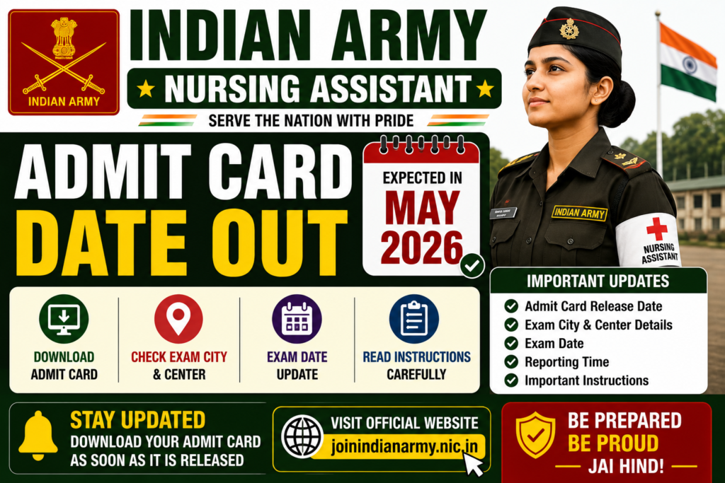 Indian Army Nursing Assistant Admit Card Date