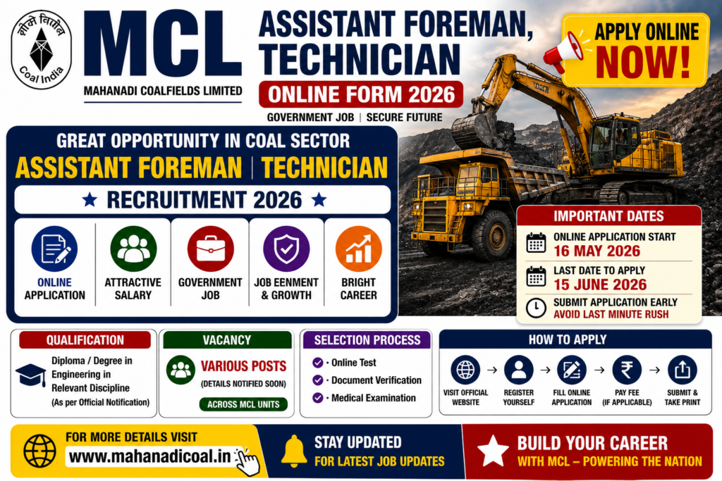MCL Assistant Foreman, Technician Online Form
