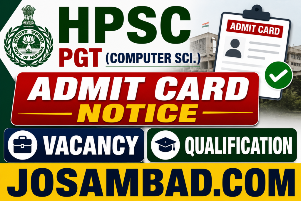 HPSC PGT (Computer Sci.) Admit Card Notice