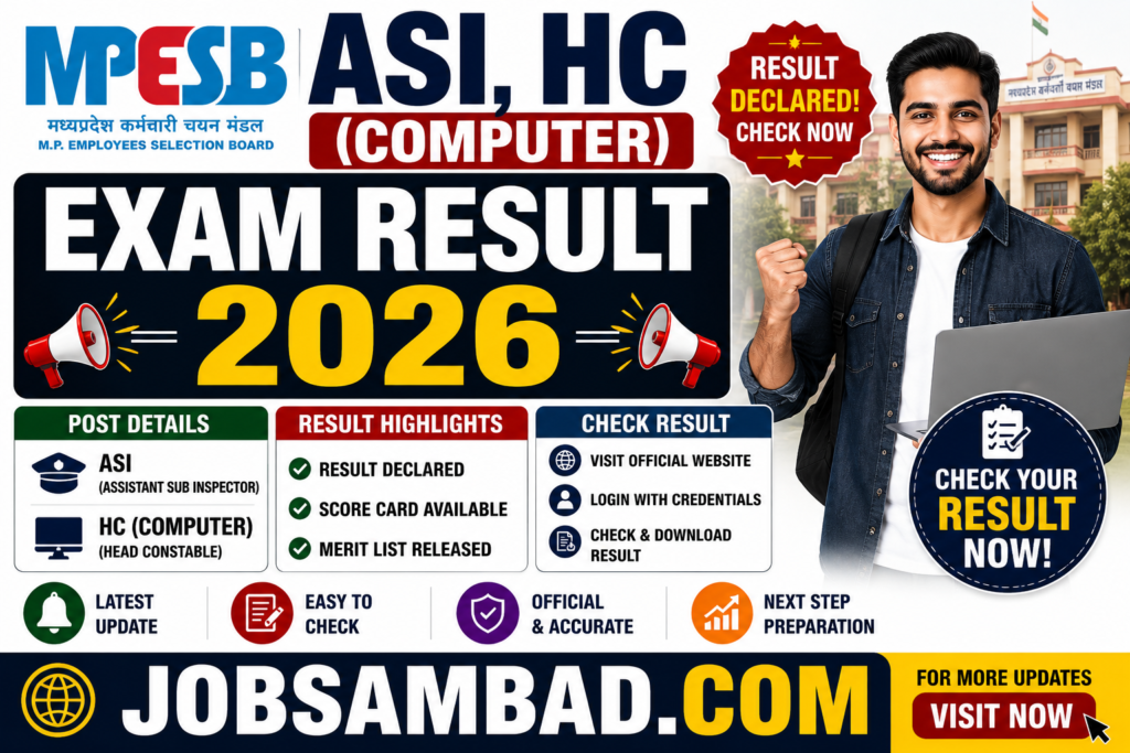 MPESB ASI, HC (Computer) Exam Result 2026