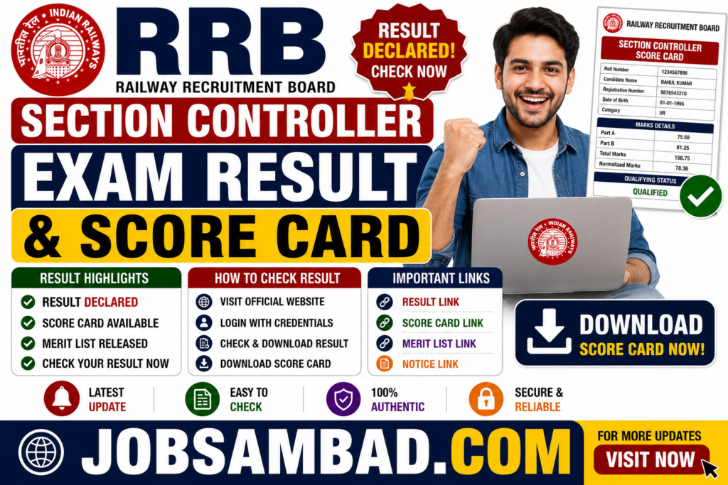 RRB Section Controller Exam Result, Score Card
