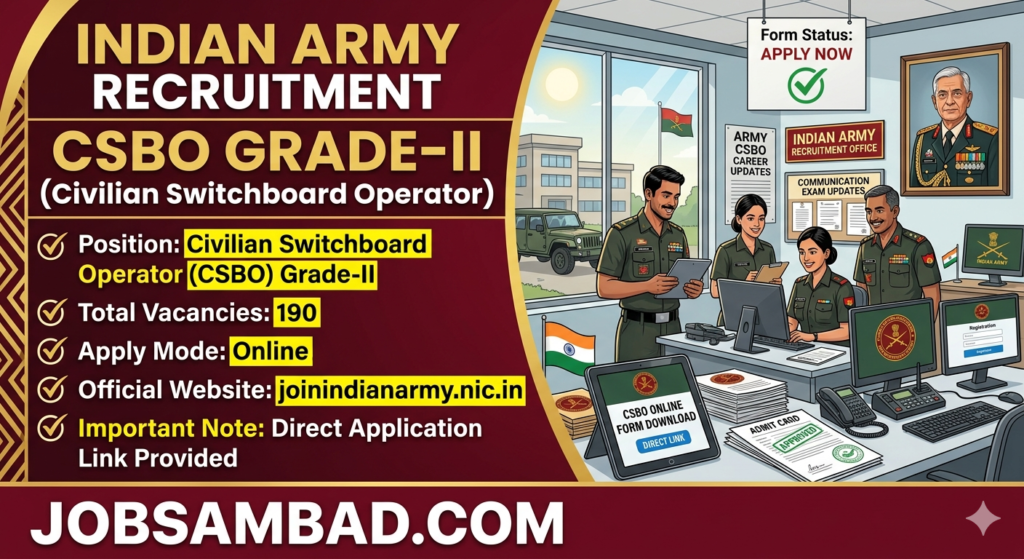 Indian Army 190 CSBO Grade-II Online Form 
