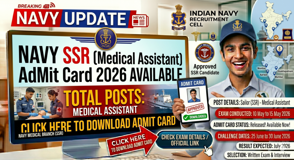 Navy SSR (Medical Assistant) Admit Card 2026