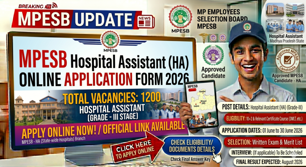 MPESB 1200 Hospital Assistant Online Form  