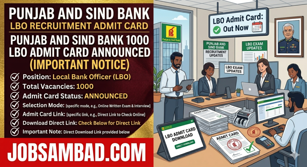 Punjab and Sind Bank 1000 LBO Admit Card