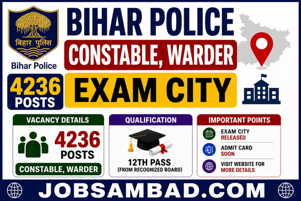 Bihar Police Constable, Warder Exam City