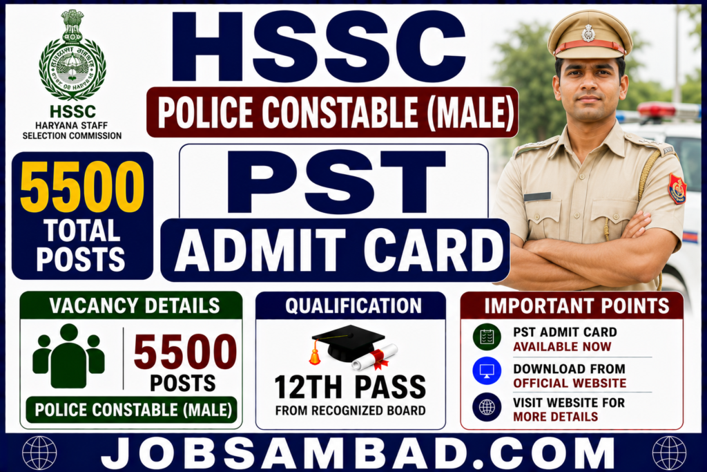 HSSC Police Constable (Male) PST Admit Card