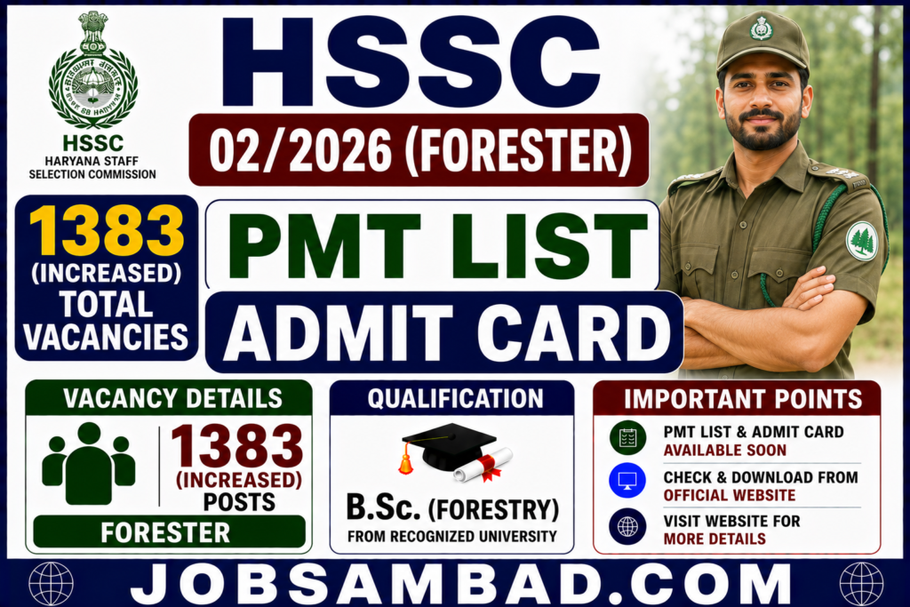 HSSC 02/2026 (Forester) PMT List, Admit Card