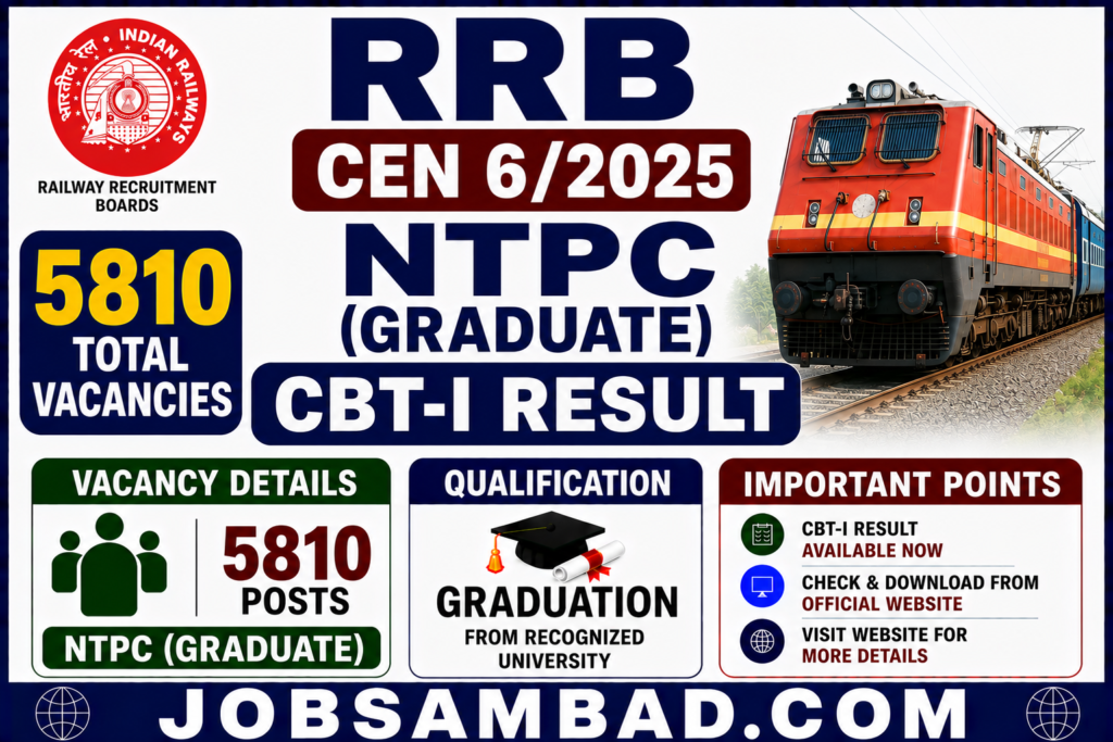 RRB CEN 6/2025 NTPC (Graduate) CBT-I Result