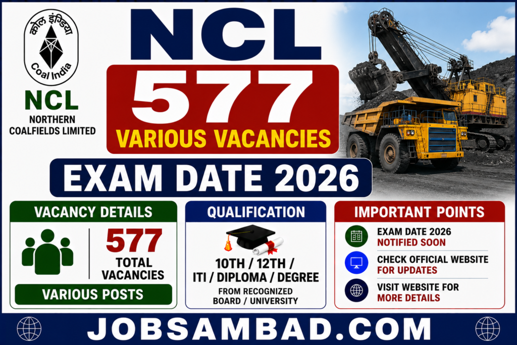 NCL 577 Various Vacancies Exam Date 2026
