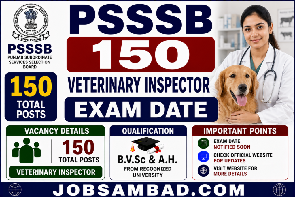 PSSSB 150 Veterinary Inspector Exam Date