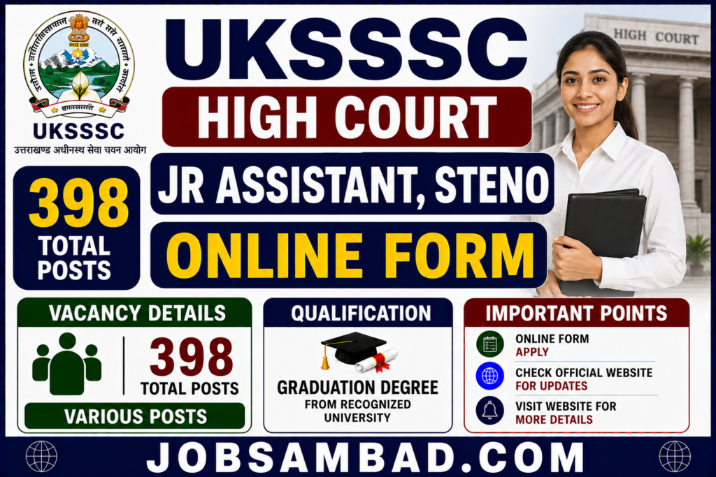 UKSSSC High Court Jr Assistant, Steno Form