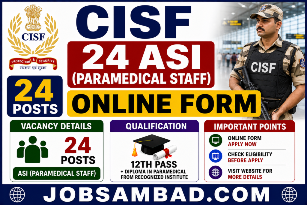 CISF 24 ASI (Paramedical Staff) Online Form