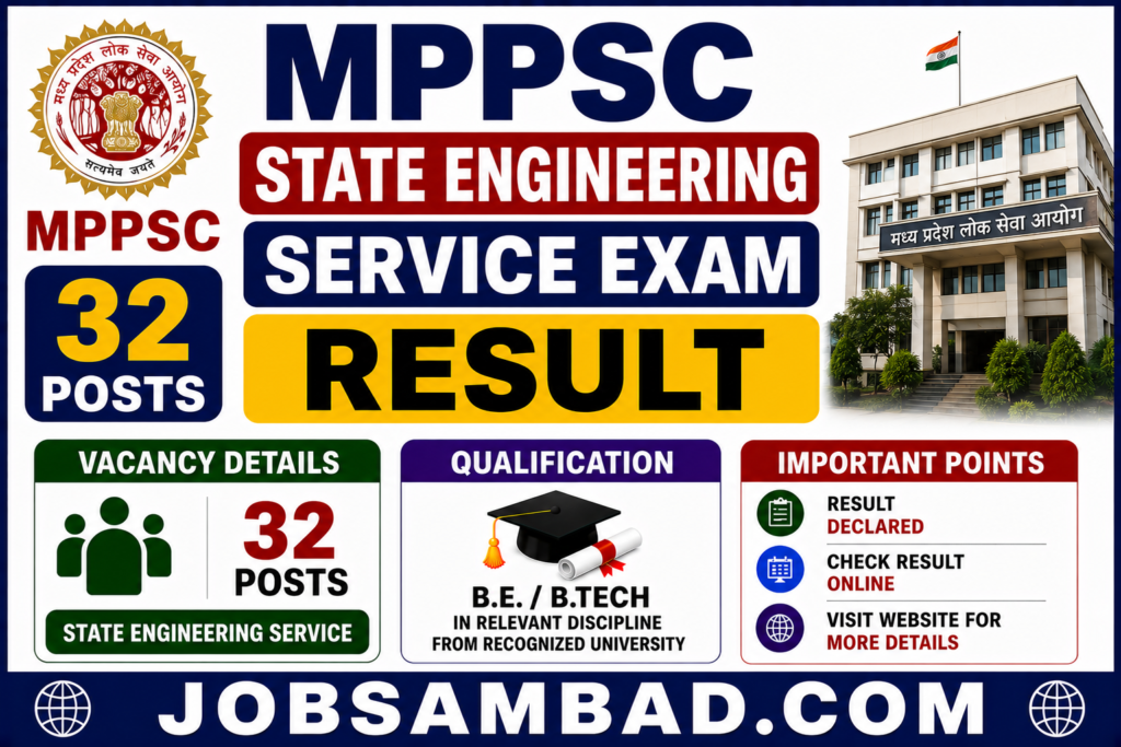 MPPSC State Engineering Service Exam Result