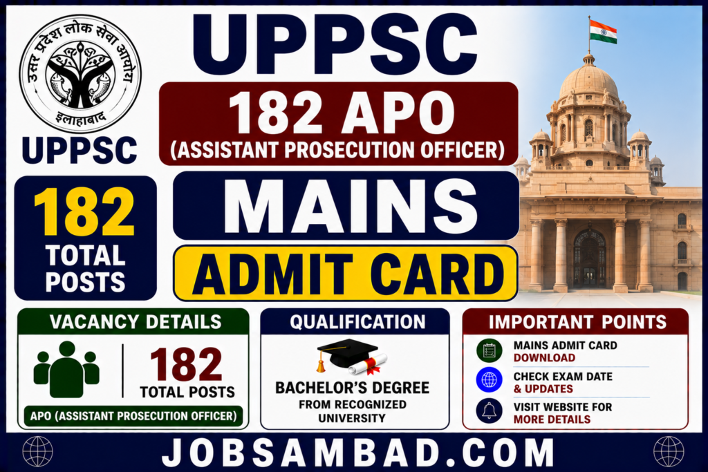 UPPSC 182 APO Vacancy Mains Admit Card