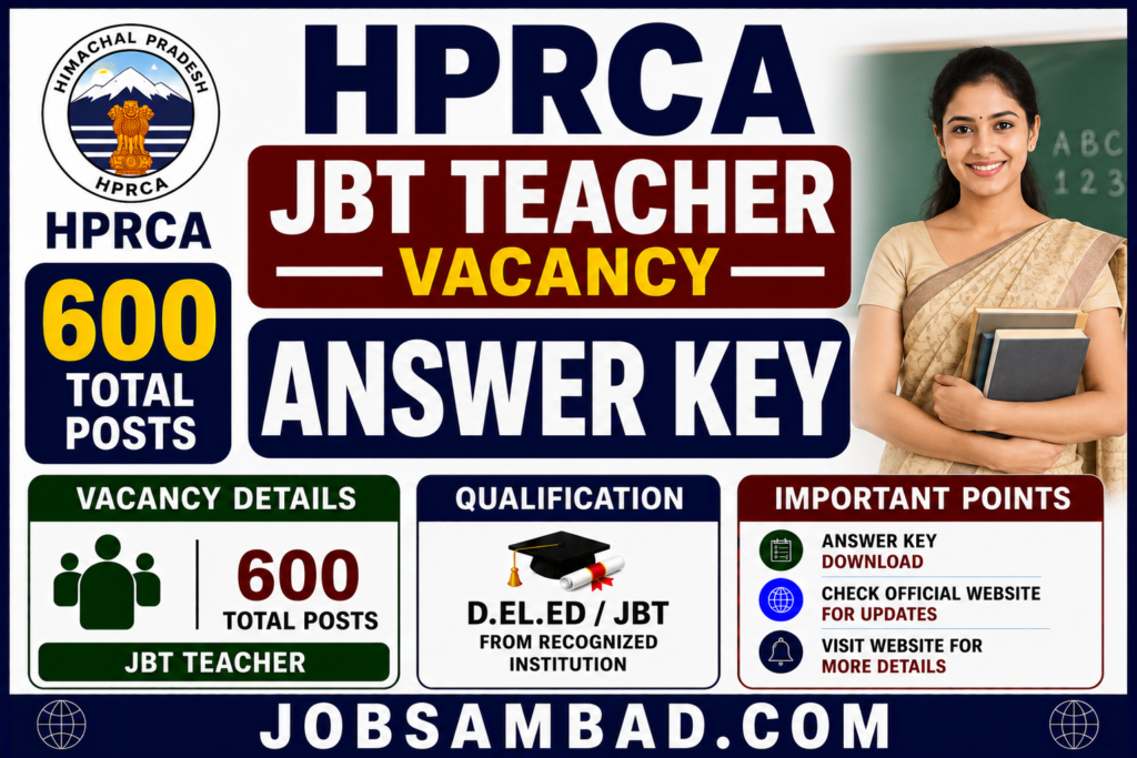 HPRCA 600 JBT Teacher Vacancy Answer Key
