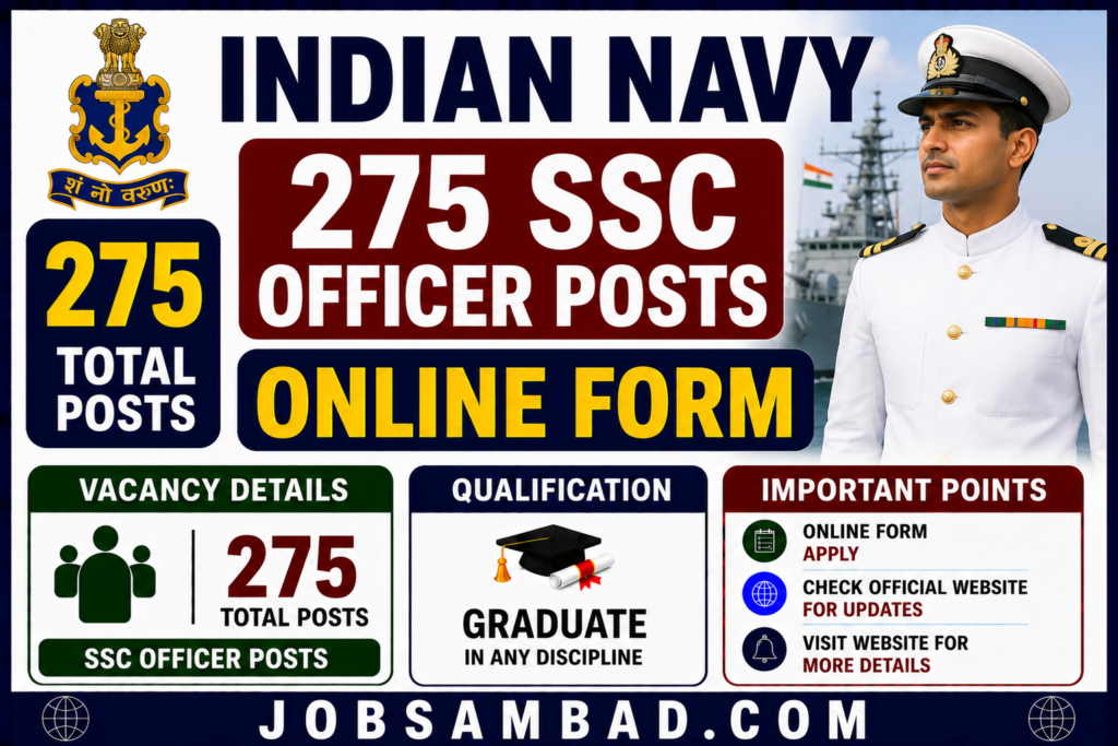 Indian Navy 275 SSC Officer Posts Online Form