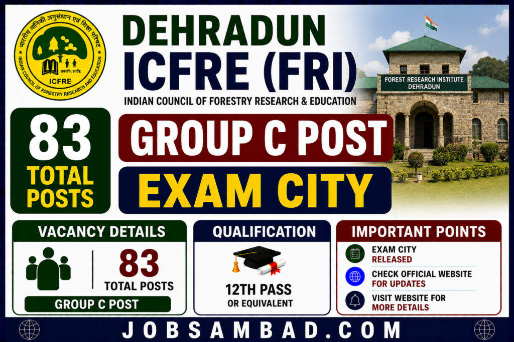 Dehradun ICFRE (FRI) Group C Post Exam City