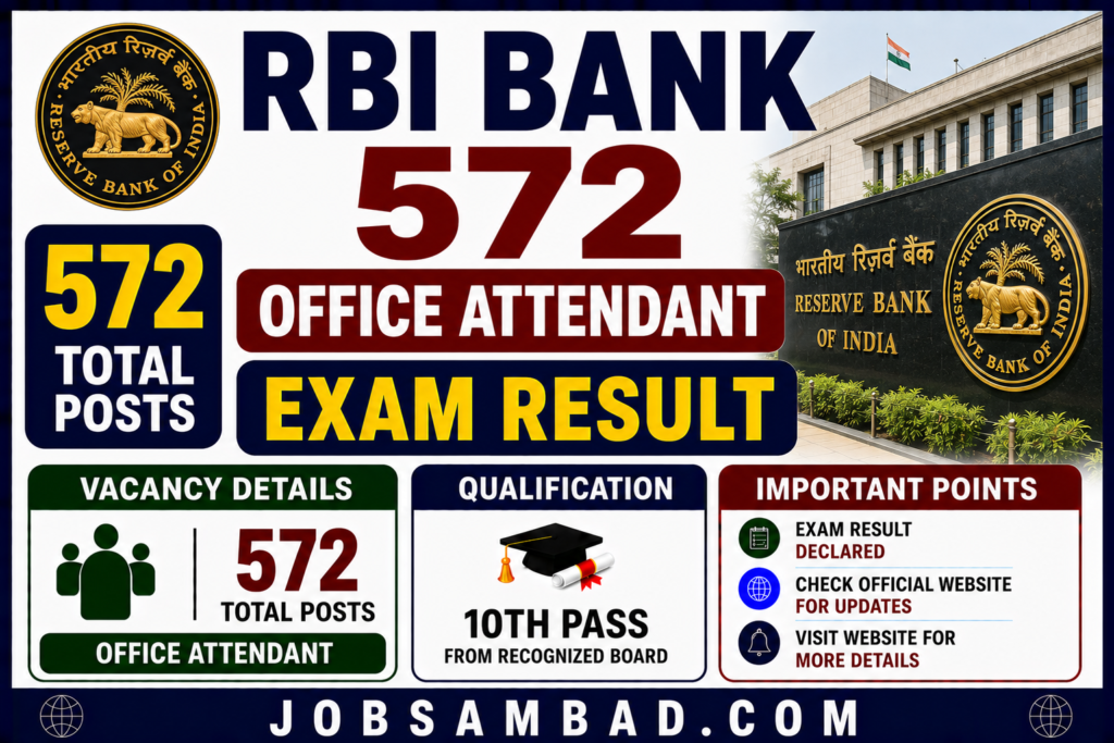 RBI Bank 572 Office Attendant Exam Result