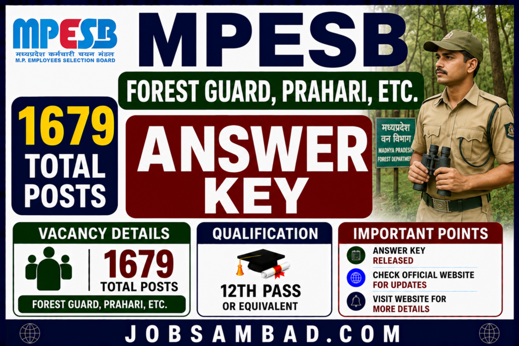 MPESB Forest Guard, Prahari, Etc. Answer Key