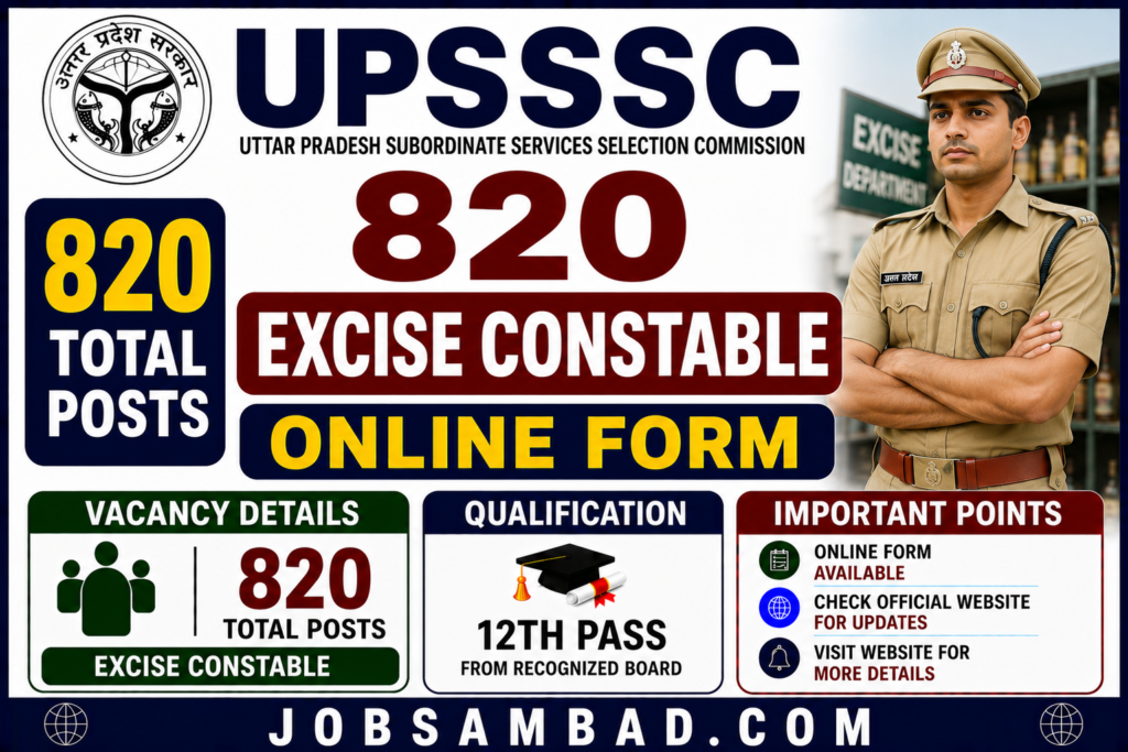 UPSSSC 820 Excise Constable Online Form