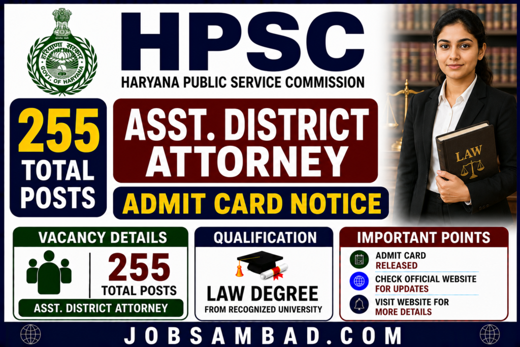 HPSC Asst. District Attorney Admit Card Notice