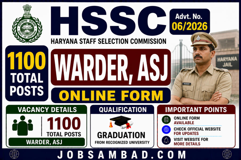HSSC Advt. 06/2026 Warder, ASJ Online Form