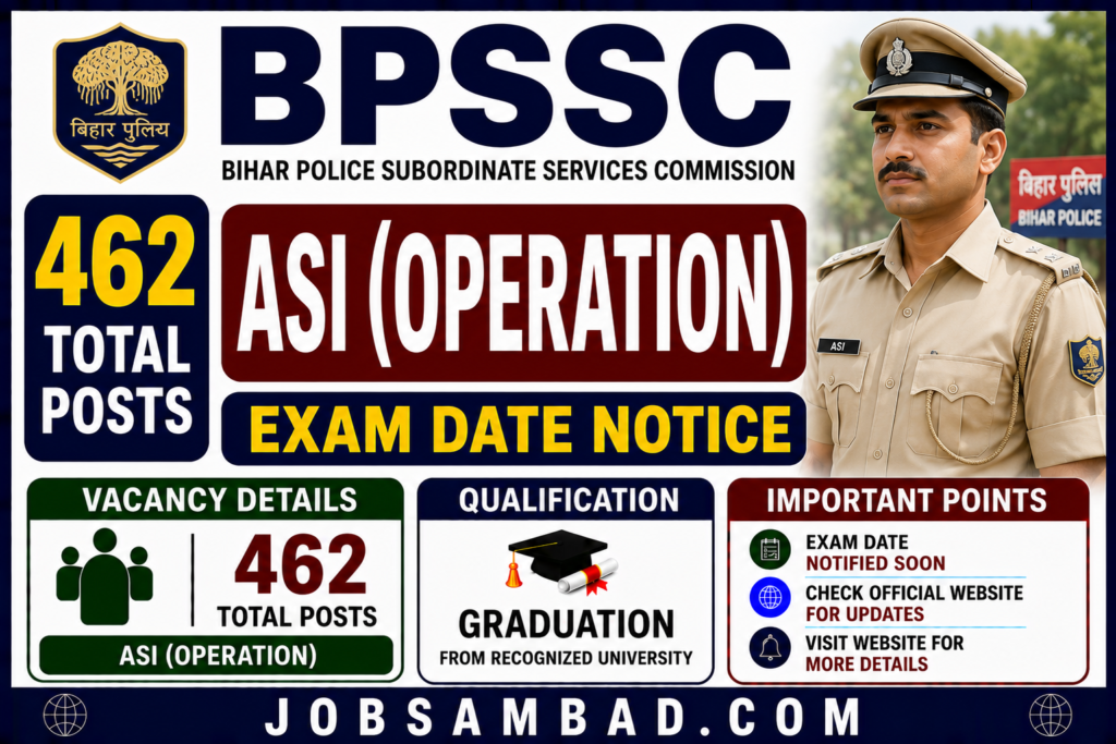 BPSSC 462 ASI (Operation) Exam Date Notice