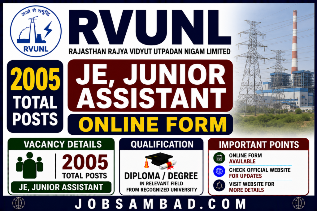 RVUNL 2005 JE, Junior Assistant Online Form