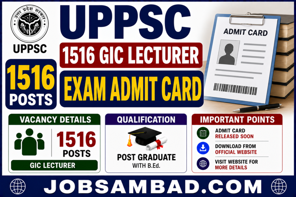 UPPSC 1516 GIC Lecturer Exam Admit Card