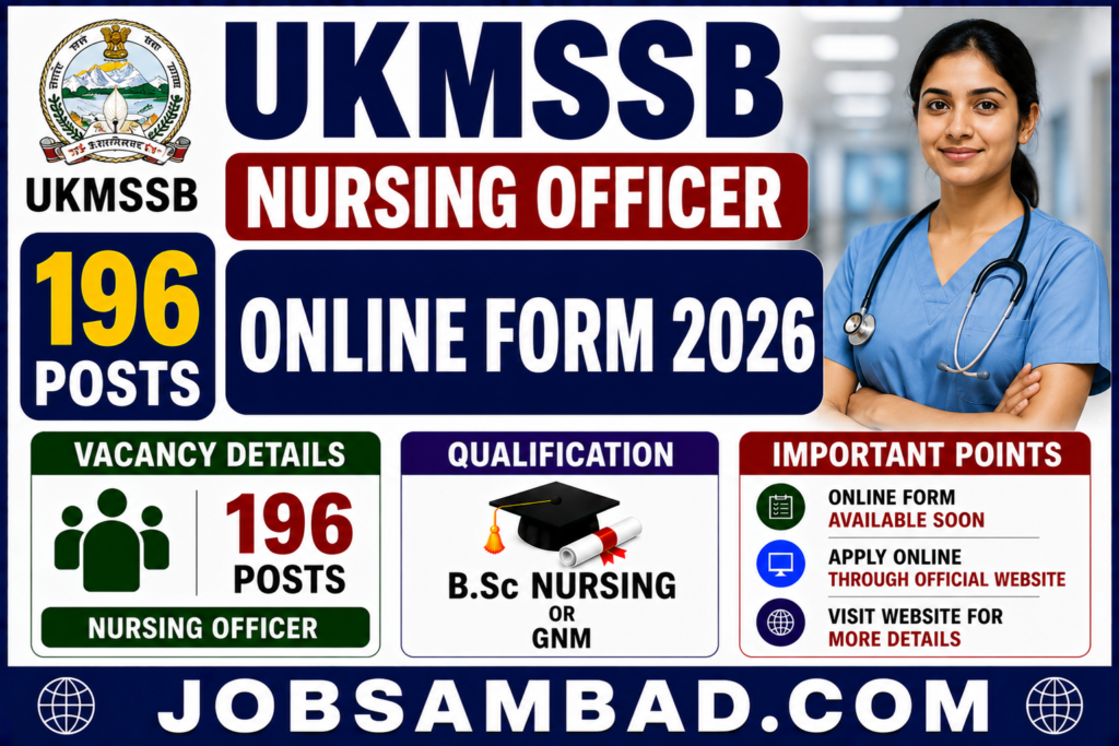 UKMSSB 196 Nursing Officer Online Form 2026