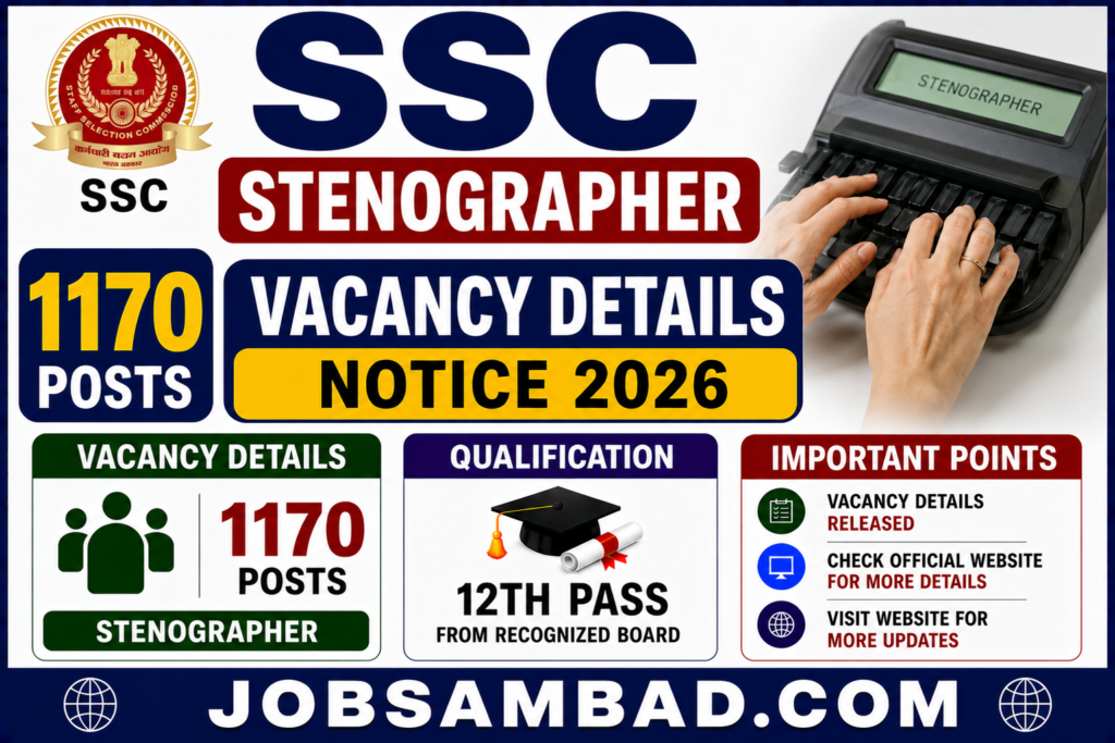 SSC Stenographer Vacancy Details Notice 2026
