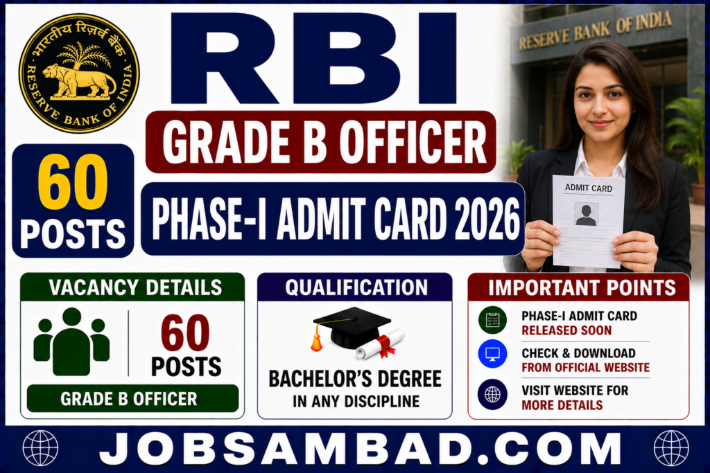 RBI Grade B Officer Phase-I Admit Card 2026