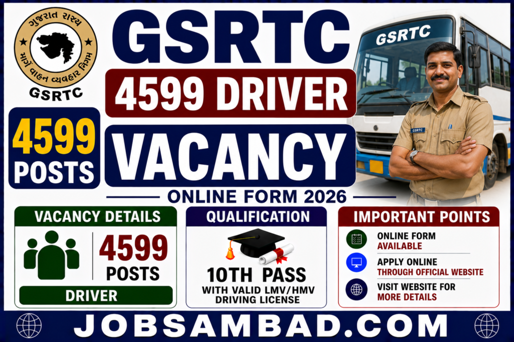 GSRTC 4599 Driver Vacancy Online Form 2026