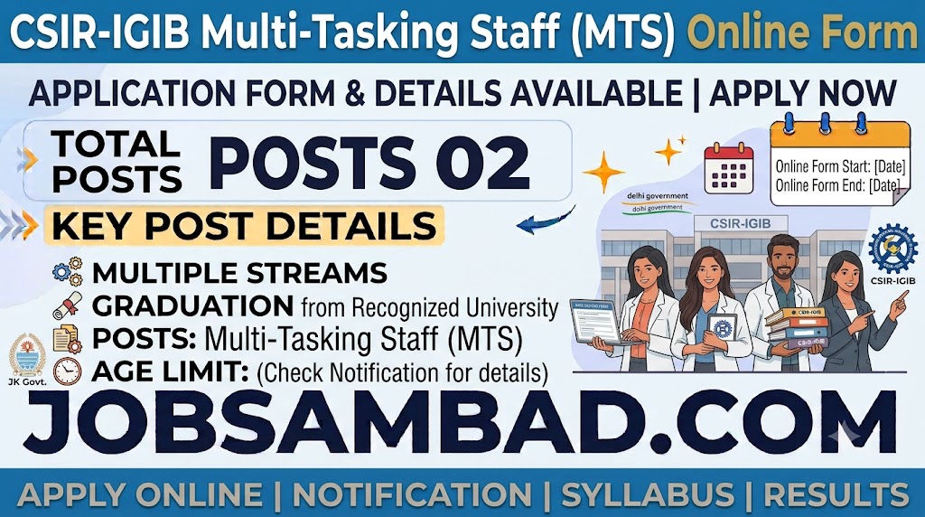 Delhi CSIR-IGIB Multi-Tasking Staff Online Form