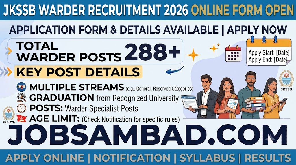 JKSSB 288 Warder Vacancy Online Form 2026