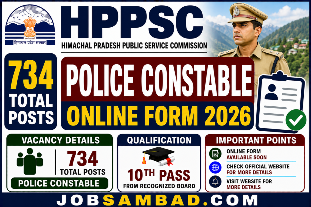 HPPSC 734 Police Constable Online Form 2026