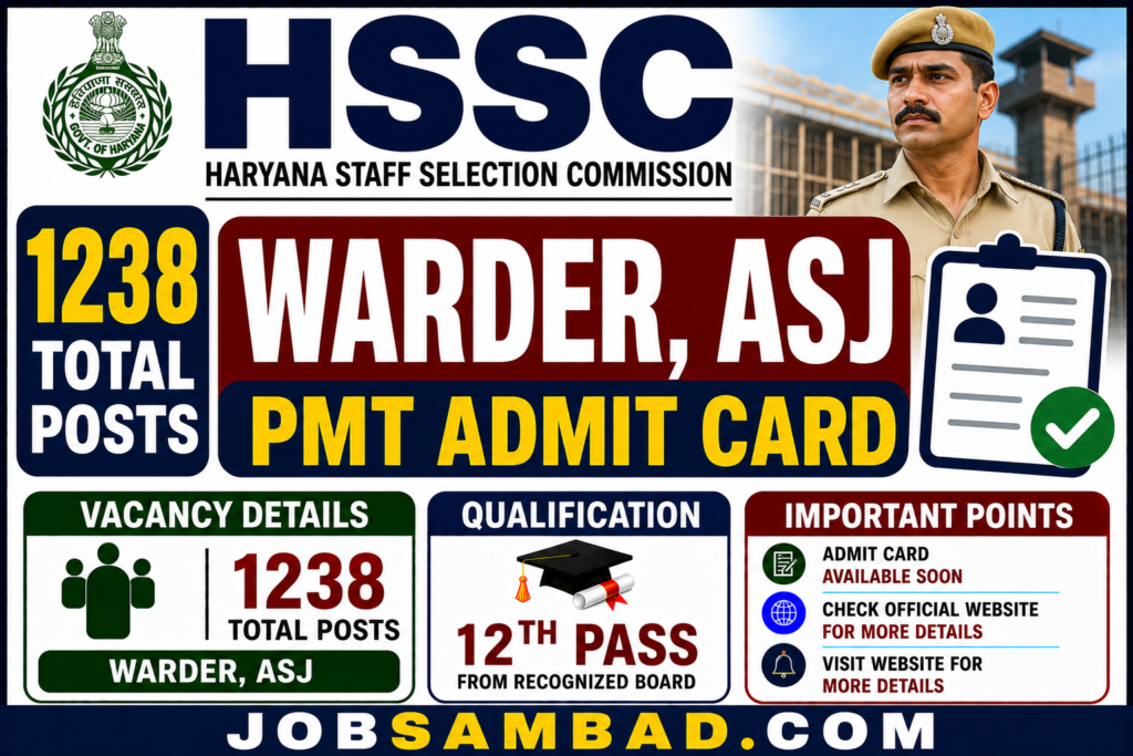 HSSC 06/2026 Warder, ASJ PMT Admit Card
