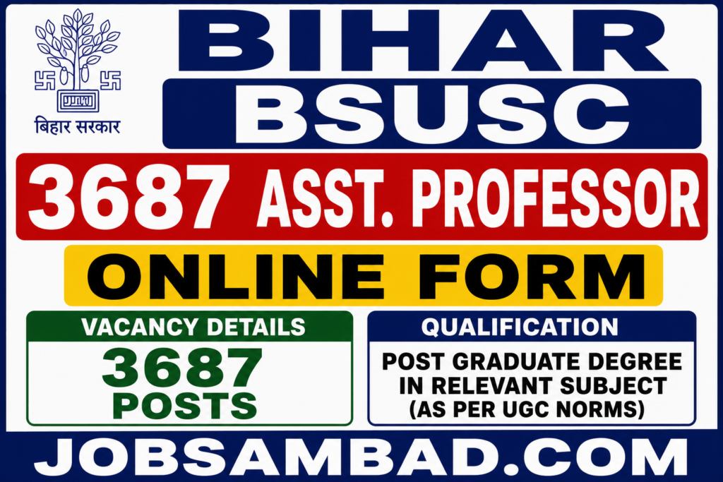 Bihar BSUSC 3687 Asst. Professor Online Form