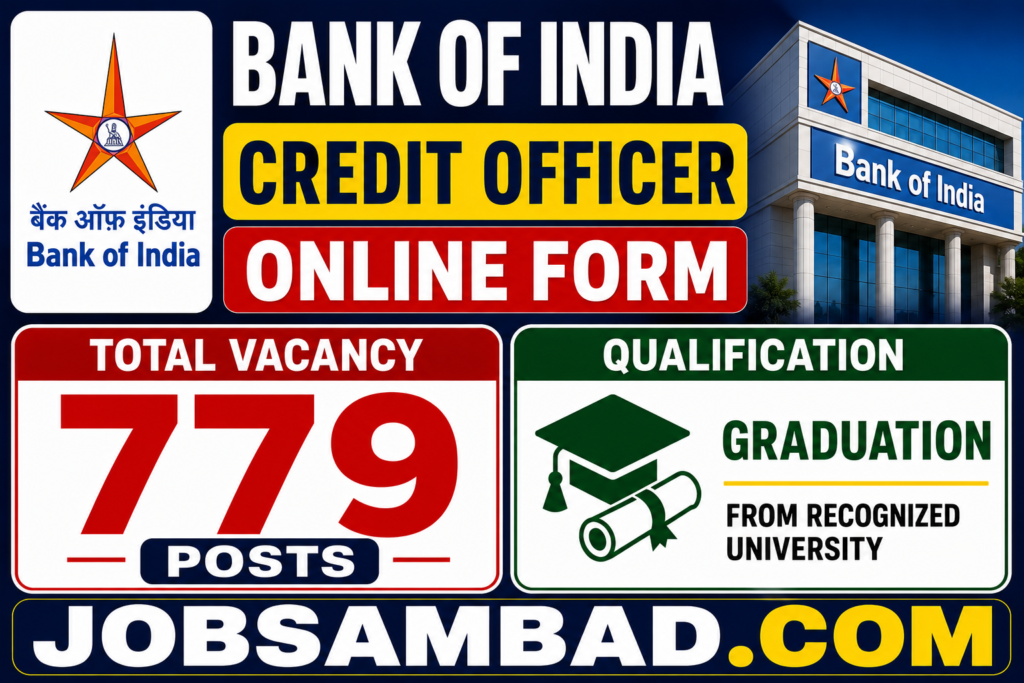 Bank of India 779 Credit Officer Online Form